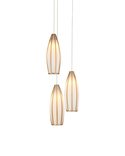 Parish Three Light Pendant in White/Antique Brass/Silver (142|9000-1186)