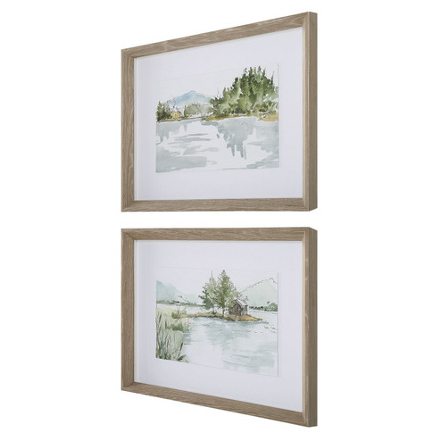 Serene Framed Prints, Set/2 in Gray Washed Pine (52|32288)