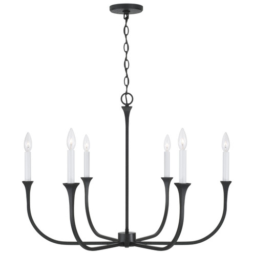 Decklan Six Light Chandelier in Black Iron (65|452361BI)