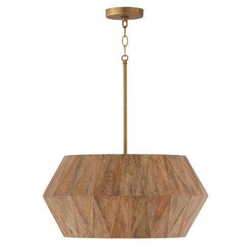 Nadeau Four Light Pendant in Light Wood and Patinaed Brass (65|351041LW)
