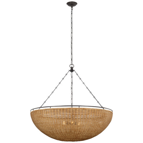 Clovis LED Chandelier in Aged Iron and Natural Wicker (268|CHC 5639AI/NTW)