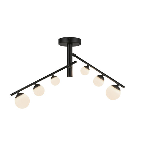 Cypress LED Semi-Flush Mount in Black/Opal Glass (347|SF55525-BK/OP)
