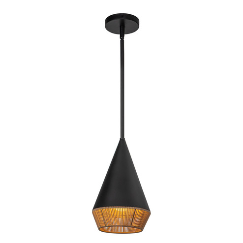 Daphne One Light Pendant in Matte Black/Brown Cotton Rope (452|PD633107MBBR)