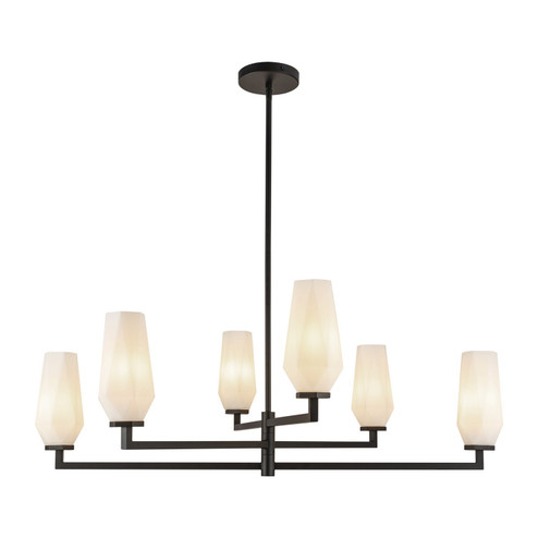 Krysta Six Light Chandelier in Matte Black/Opal Glass (452|CH424135MBOP)