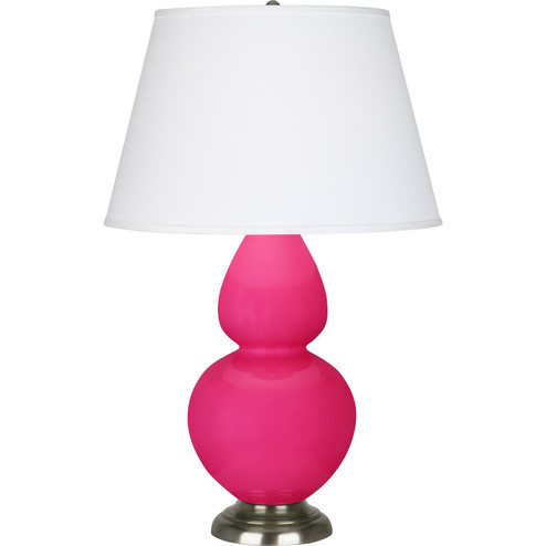 Double Gourd One Light Table Lamp in Razzle Rose Glazed Ceramic w/Antique Silver (165|RZ22X)