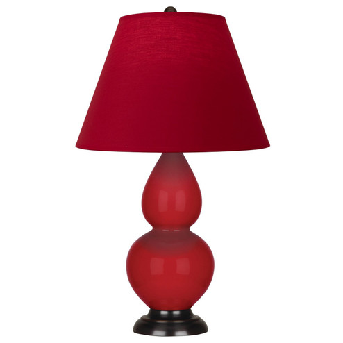 Small Double Gourd One Light Accent Lamp in Ruby Red Glazed Ceramic w/Deep Patina Bronze (165|RR11R)