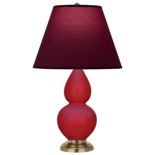 Small Double Gourd One Light Accent Lamp in Ruby Red Glazed Ceramic w/Antique Natural Brass (165|RR10P)