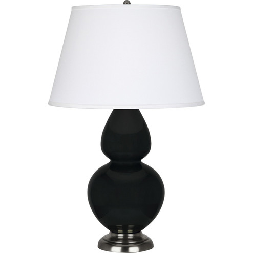 Double Gourd One Light Table Lamp in Obsidian Glazed Ceramic w/Antique Silver (165|OS22X)