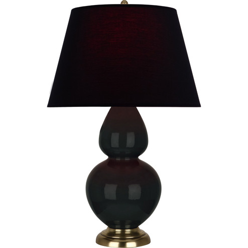Double Gourd One Light Table Lamp in Obsidian Glazed Ceramic w/Antique Natural Brass (165|OS20K)