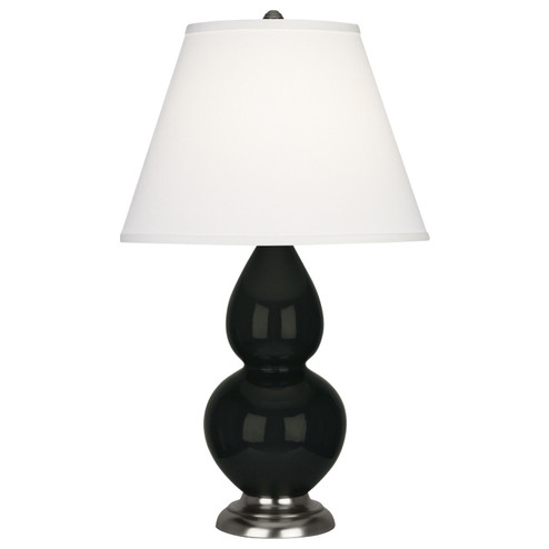 Small Double Gourd One Light Accent Lamp in Obsidian Glazed Ceramic w/Antique Silver (165|OS12X)