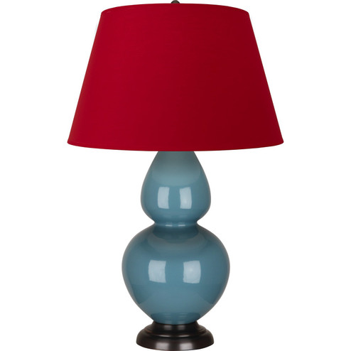 Double Gourd One Light Table Lamp in Steel Blue Glazed Ceramic w/Deep Patina Bronze (165|OB21R)