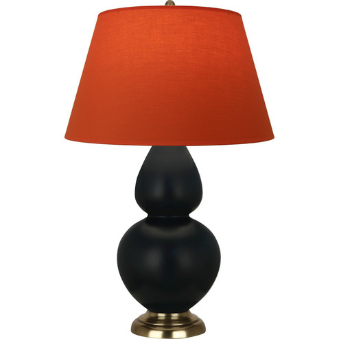 Double Gourd One Light Table Lamp in Matte Obsidian Glazed Ceramic w/Antique Natural Brass (165|MOS20T)