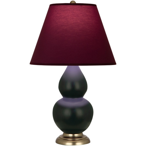 Small Double Gourd One Light Accent Lamp in Matte Obsidian Glazed Ceramic w/Antique Natural Brass (165|MOS10P)