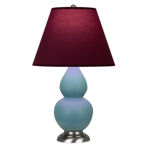 Small Double Gourd One Light Accent Lamp in Matte Steel Blue Glazed Ceramic w/Antique Silver (165|MOB52P)