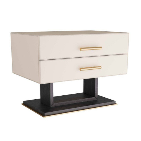 Tatro Side Table in Ivory Leather/Ebony Oak/Antique Brass (314|FII01)