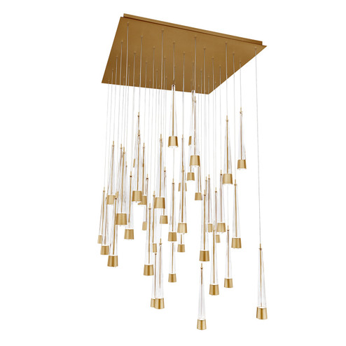 Quill LED Chandelier in Aged Brass (34|PD-59441S-AB)