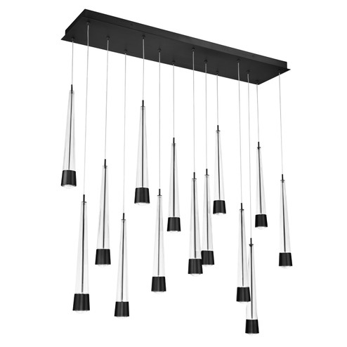 Quill LED Chandelier in Black (34|PD-59414L-BK) Quill LED Chandelier in Black (34|PD-59414L-BK)