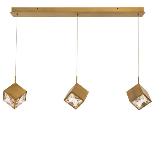 Ice Cube LED Chandelier in Aged Brass (34|PD-29303L-AB)