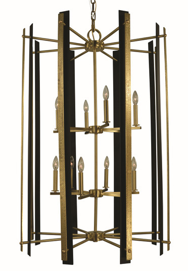 Bucolic 12 Light Dining Chandelier in Brushed Brass with Matte Black Accents (8|L1062 BR/MBLACK)