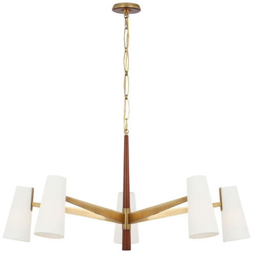Olina LED Chandelier in Hand-Rubbed Antique Brass and Mahogany (268|ARN 5345HAB/MHG-L)