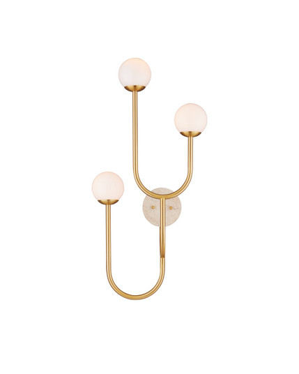 Highsmith Collection Three Light Wall Sconce in Brass/Natural/White (142|5000-0256)