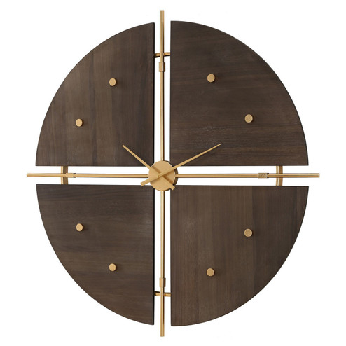 Walnut Elegance Wall Clock in Metallic Gold (52|06465)