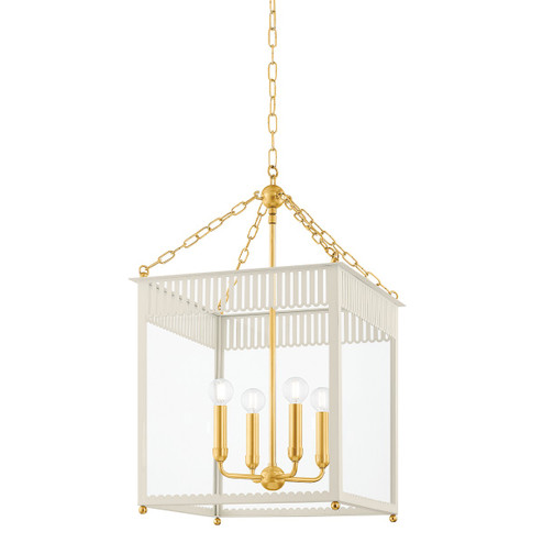 Rosalie Four Light Lantern in Aged Brass (428|H932704L-AGB/SCR)