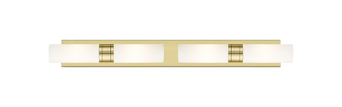 Downtown Urban Four Light Bath Vanity in Antique Brass (405|617S-4W-AB-G617-8SWH)