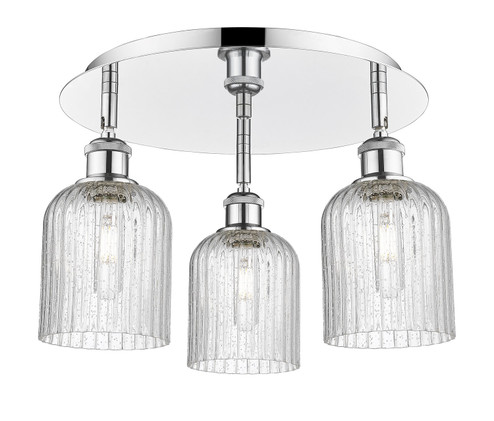 Downtown Urban Three Light Flush Mount in Polished Chrome (405|516-3C-PC-G559-5SDY)
