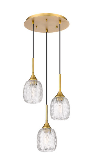 Berkshire Three Light Pendant in Brushed Brass (405|323-3P-BB-G323-5CL)
