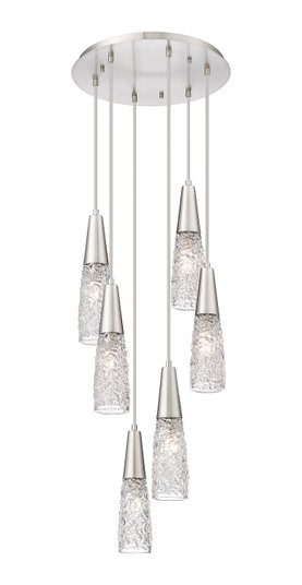 Amherst Brook Six Light Pendant in Brushed Satin Nickel (405|322-6P-SN-G322-3CL)