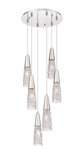 Downtown Urban Six Light Pendant in Polished Nickel (405|322-6P-PN-G322-3CL)