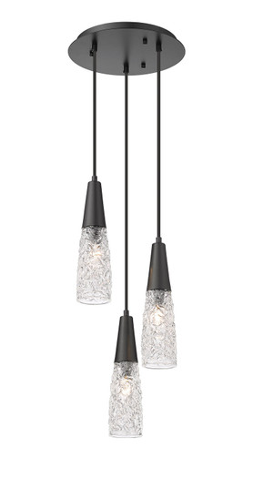 Amherst Brook Three Light Pendant in Matte Black (405|322-3P-BK-G322-3CL)