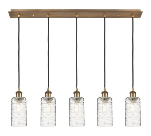Downtown Urban Five Light Linear Pendant in Brushed Brass (405|125B-5P-BB-G434-7DE)