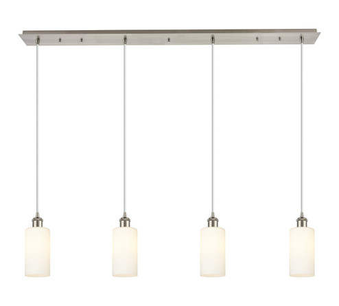 Downtown Urban Four Light Linear Pendant in Brushed Satin Nickel (405|124B-4P-SN-G434-7WH) Downtown Urban Four Light Linear Pendant in Brushed Satin Nickel (405|124B-4P-SN-G434-7WH)