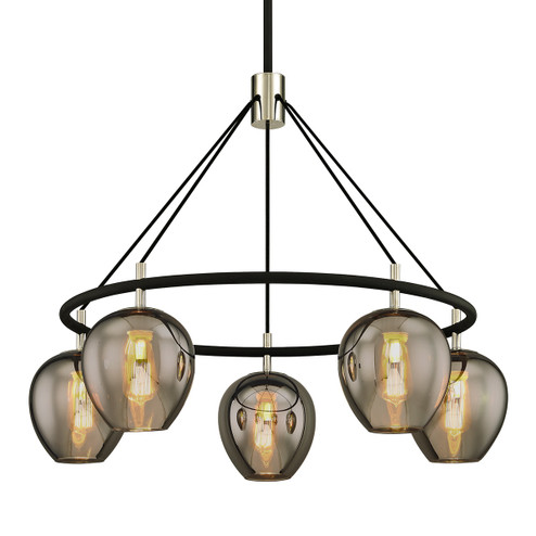 Iliad Five Light Chandelier in Carbide Blk & Pol Nickel (67|F6215-TBK/PN)