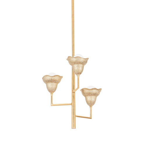Alora Three Light Chandelier in Vintage Gold Leaf/Gilded Ivory (70|1283-VGL/GLI)