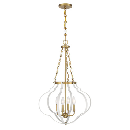 Mercer Four Light Pendant in White and Warm Brass (51|7-4866-4-142)