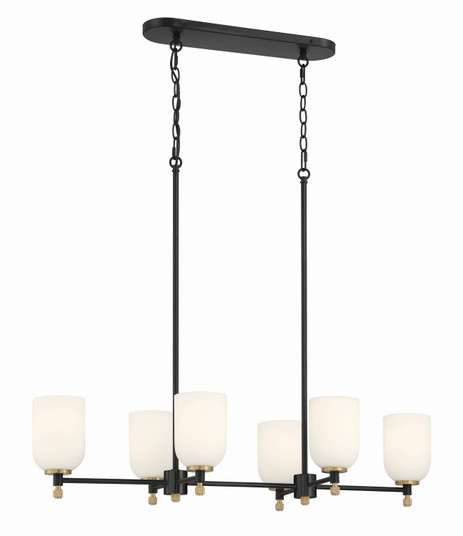 Council Six Light Island Pendant in Flat Black/Satin Brass (46|60376-FBSB)