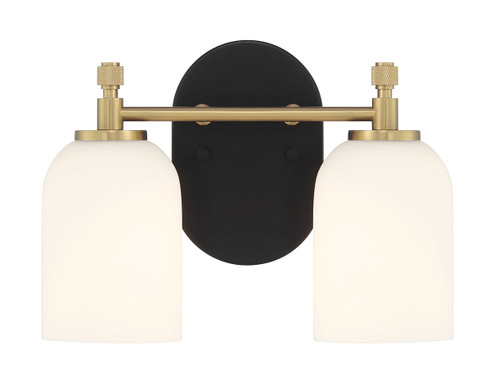 Council Two Light Vanity in Flat Black/Satin Brass (46|60302-FBSB)