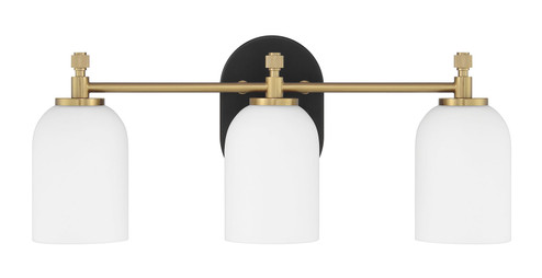 Council Three Light Vanity in Flat Black/Satin Brass (46|60303-FBSB)