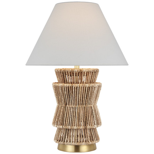 Antigua LED Table Lamp in Natural Abaca and Antique-Burnished Brass (268|CHA 8015NAB/AB-L)