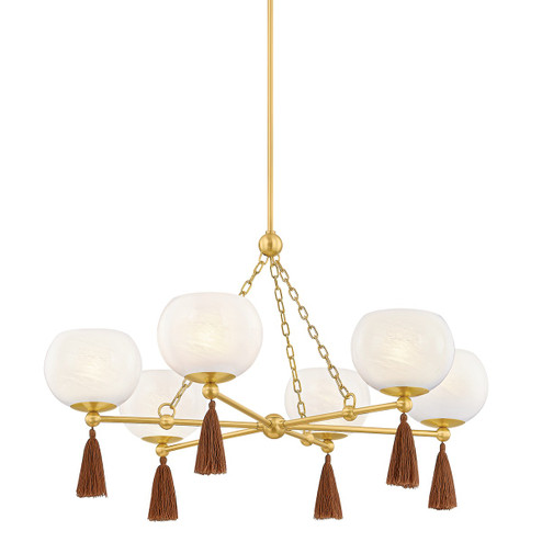 Niya Six Light Chandelier in Aged Brass (428|H1039806-AGB)
