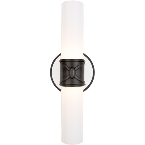 Chase Two Light Wall Sconce in Deep Patina Bronze w/Polished Cased White Glass Shades (165|Z1979)
