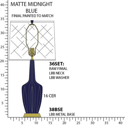 Emma One Light Table Lamp in Matte Midnight Blue Glazed Ceramic w/Warm Brass (165|MMB38)