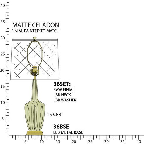 Small Emma One Light Accent Lamp in Matte Celadon Glazed Ceramic w/Warm Brass (165|MCL36)