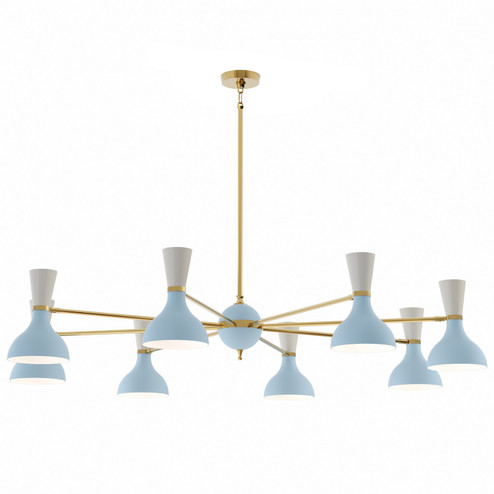 Clare Eight Light Chandelier in Modern Brass w/Baby Blue/Lily Painted Shades (165|BB08LY)