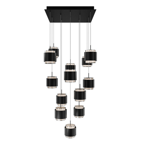 Banded LED Chandelier in Black (34|PD-68913S-BK)
