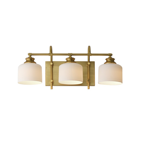 Bisque Three Light Bath Vanity in Natural Aged Brass (16|21493WTNAB)