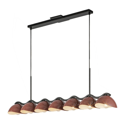 Atlas Seven Light Linear Pendant in Black/Burgundy (347|LP57642-BK/BGD)